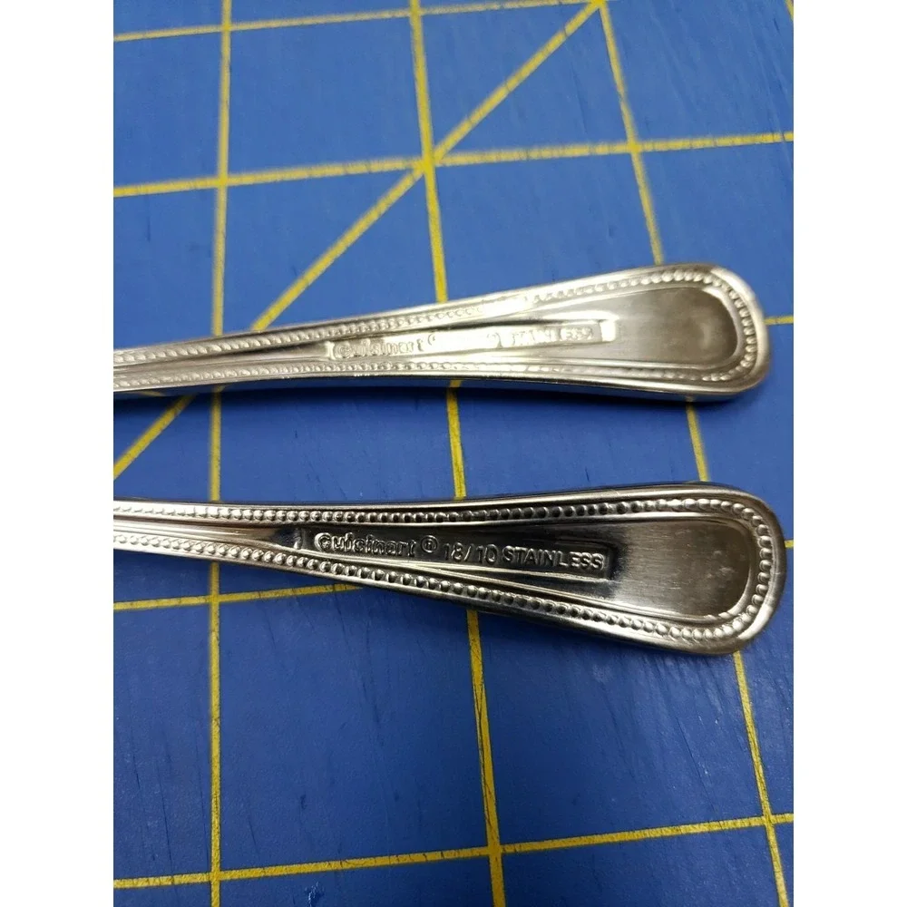 Lot of 2 Cuisinart Sugar Shell Spoon 18/10 Stainless Beaded Edge 6 Inches